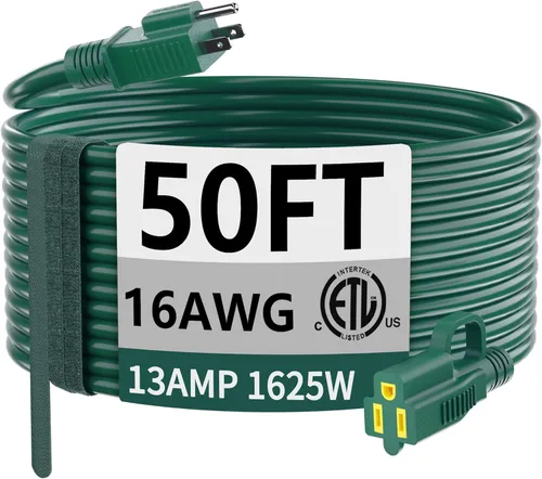 Miniatura 72 de HUANCHAIN Cable de extensión para interiores y exteriores, 50 pies, impermeable, calibre 16/3, flexible, resistente, cable de extensión para Amarillo