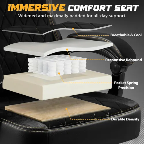 Miniatura 7 de Homall Silla de juegos grande y alta con soporte lumbar ajustable, silla de oficina ergonómica de tela transpirable, silla de oficina
