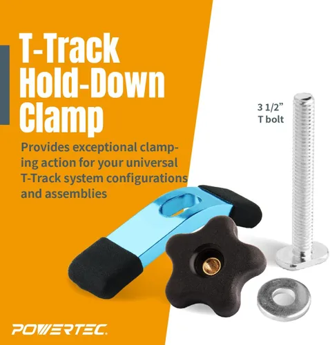 Miniatura 2 de POWERTEC 71082 T-Track Mini abrazadera de sujeción, 3-5/8 pulgadas de largo x 3/4 pulgadas de ancho (paquete de 3)