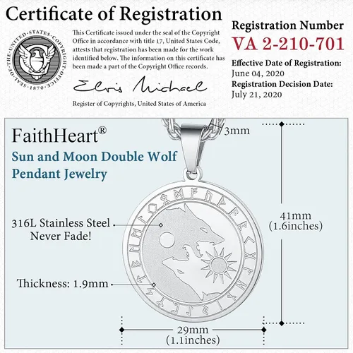 Miniatura 3 de FaithHeart Collar con colgante de lobo vikingo nórdico para hombres y mujeres, acero inoxidable, chapado en oro de 18 quilates, joyería con embalaje