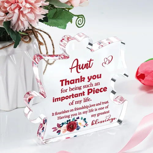 Miniatura 3 de Regalo de Navidad y Cumpleaños para Tía de Sobrina y Sobrino, Regalos para Nueva Tía, Mejor Tía del Mundo, Placa de Acrílico de Gracias Tía, Letrero