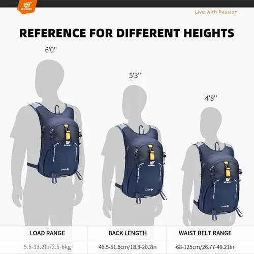 Miniatura 2 de SKYSPER Mochila de senderismo pequeña – Mochila de viaje de 15 L, ligera, resistente al agua, mochilas de senderismo para mujeres y hombres, Pequeño