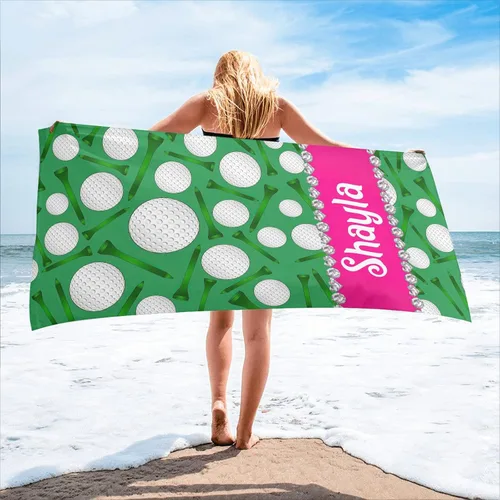 Miniatura 13 de Toalla de playa personalizada con diseño de pelotas de fútbol divertidas con nombre, toallas de piscina de viaje de microfibra personalizadas de 2