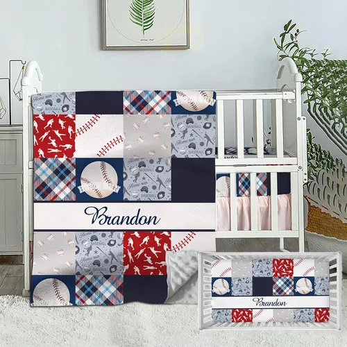Miniatura 10 de Juego de ropa de cama personalizado para cuna de bebé, edredón de cuna con nombre personalizado, ropa de cama de vaquero para guardería, juego de 2