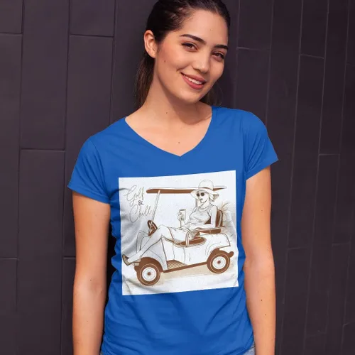 Miniatura 7 de Cool Golf - Camiseta con cuello en V para mujer, camiseta de moda, Negro