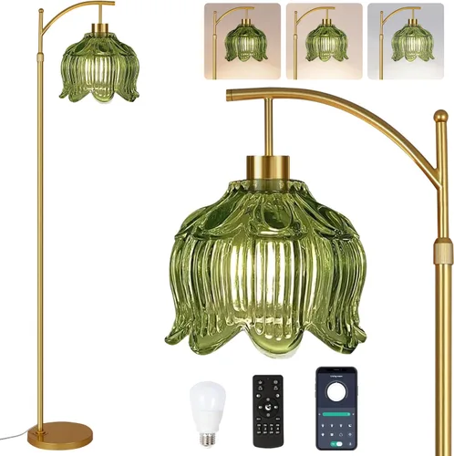 Miniatura 10 de QIYIZM - Lámpara de pie con diseño de árbol de 3 bombillas; alta, rústica, estilo rural, industrial y boho, pantalla de mimbre y bambú; para sala
