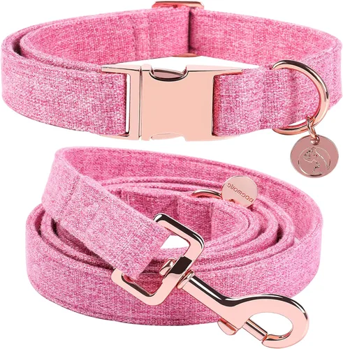 Miniatura 7 de DOGWONG Collar y correa de algodón para perro, collar para mascotas, suave, duradero, básico, para perros pequeños, medianos y grandes Negro
