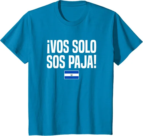 Miniatura 54 de Camiseta Vos Solo Sos Paja Salvadoran Slang Bandera de El Salvador, Negro