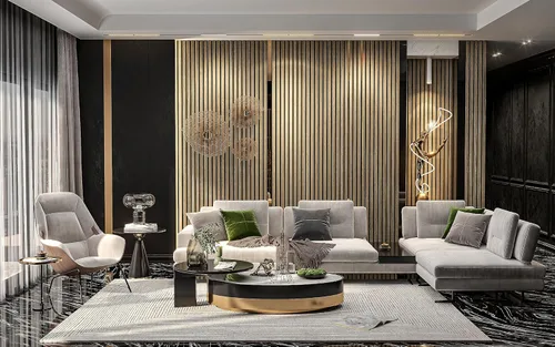 Miniatura 3 de Paquete de 2 paneles acústicos de pared de madera de 94 x 12.6 pulgadas, listones 3D insonorizados para paredes y techos, elegantes paneles Nogal