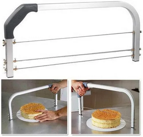 Miniatura 2 de Bibabala Nivelador de pastel, acero inoxidable 304, 3 cuchillas, cortador de pasteles de capa ajustable, cortador de pasteles de bricolaje