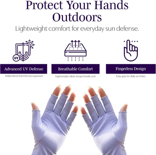 Miniatura 4 de Saian Guantes de protección UV UPF 50+ guantes solares sin dedos para proteger las manos – Nylon ligero sin dedos para manicura lámpara cuidado