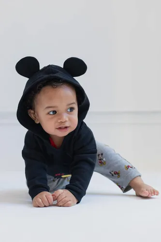 Miniatura 3 de Disney Classics Mickey Mouse Winnie the Pooh Baby Hoodie Bodysuit and Pants 3 Piece Outfit Set Newborn to Infant