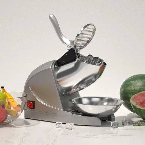Miniatura 6 de OKF Máquina de afeitar de hielo para evitar salpicaduras, máquina eléctrica de hielo afeitado de 3 cuchillas, máquina de afeitar de hielo de 380 W