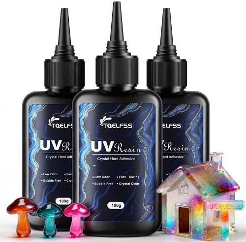 300g de resina UV, transparente cristalina, resina epoxi de curado UV duro, fórmula mejorada, inodora, kit de pegamento activado por energía solar,