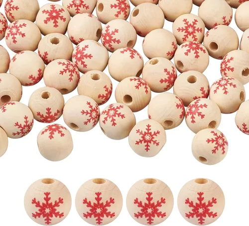 Miniatura 15 de FASHEWELRY 50 cuentas de madera patrióticas del 4 de julio de 0.632 pulgadas (0.630 in), estrella azul, bandera estadounidense, día