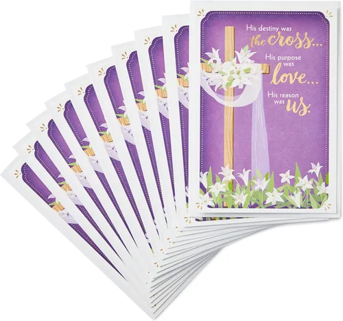 Paquete de tarjetas religiosas de Pascua, bendiciones en Pascua (10 tarjetas con sobres)