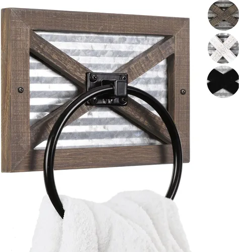 Miniatura 11 de Autumn Alley Farmhouse Decor - Toallero de mano para baño, soporte rústico para toallas de mano, soporte rústico para anillos, montado en la pared