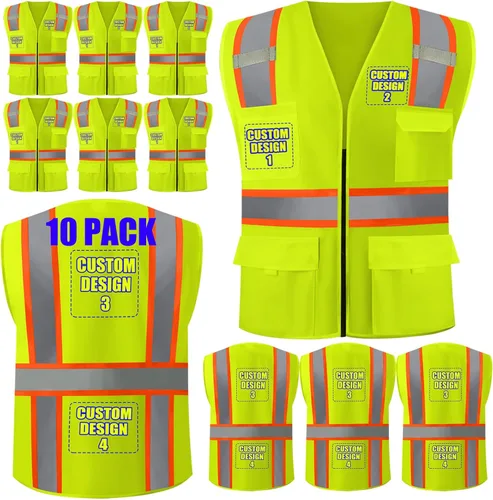 Miniatura 17 de Chalecos de seguridad con logotipo personalizado (S, M, L, XL, 2XL, 3XL, 4XL) Chalecos de seguridad reflectantes de alta visibilidad Clase 2