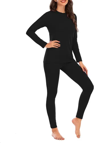 Miniatura 3 de American Trends Conjunto de ropa interior térmica para mujer, ropa interior larga con forro polar, parte superior e inferior, conjuntos térmicos