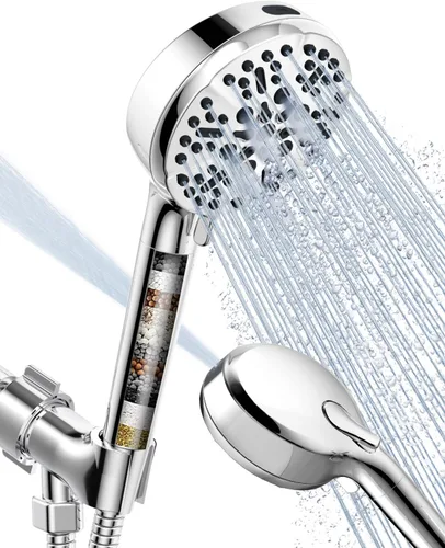 Miniatura 9 de Cabezal de ducha de alta presión ORB con mano - Cabezal de ducha de lluvia multifuncional de alto flujo con manguera extra de 60" de largo y soporte