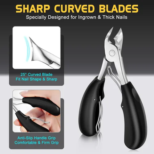 Miniatura 4 de Cortaúñas para adultos mayores con amplia apertura, cortaúñas grandes con mango largo para hombres, cortaúñas afiladas y resistentes con atrapador