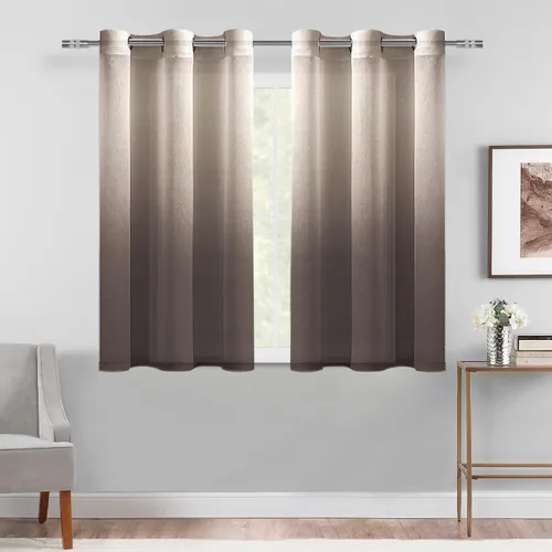 Miniatura 20 de DWCN Cortinas Transparentes Ombré - Cortinas de Lino Sintético con Gradiente Semi Voile con Ojales en la Parte Superior para Dormitorio y Sala