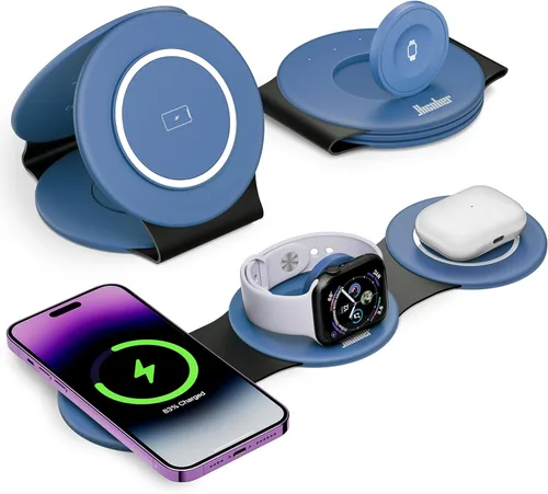 Miniatura 14 de Hicober Estación de carga inalámbrica 3 en 1 para Apple Watch y iPhone Air 17 16 15 14 13 12 Pro Max/Plus, Soporte de estación de carga inalámbrica