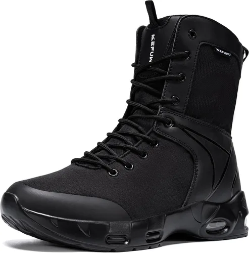 Miniatura 9 de Botas tácticas militares para hombre, impermeables, de 6 pulgadas, ligeras, duraderas, con cremallera lateral, botas de combate para trabajo