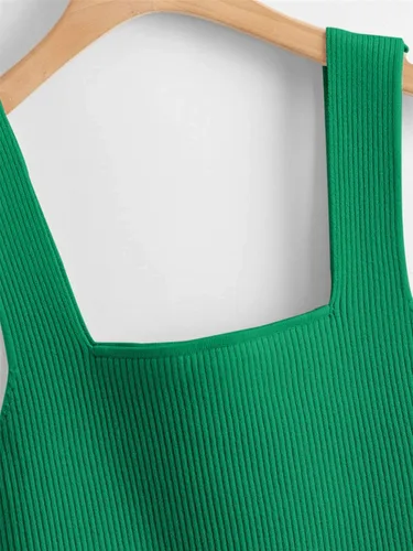 Miniatura 4 de Verdusa Camiseta corta sin mangas con cuello cuadrado para mujer