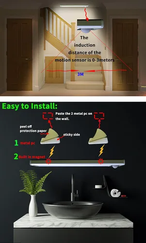 Miniatura 6 de Luces para debajo del gabinete, sensor de movimiento inalámbrico activado debajo del mostrador para cocina, armario, interior, despensa, escalera