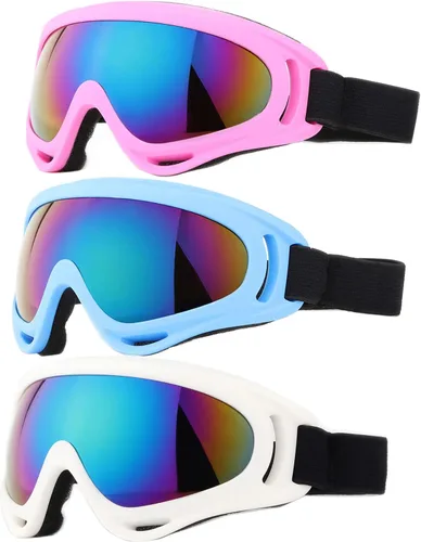 Miniatura 11 de Gafas de esquí, paquete de 3 gafas de nieve para hombres, mujeres, niños y jóvenes, protección UV400 para esquí y snowboard