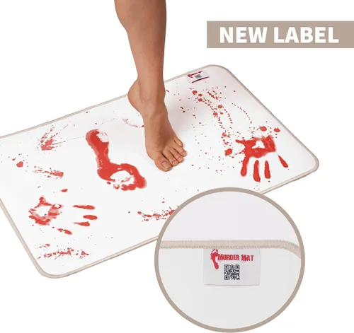 Miniatura 9 de The Murder Mat Alfombra de baño de terror que cambia de color, huellas rojas aparecen cuando se mojan y desaparecen a medida que se seca, alfombra
