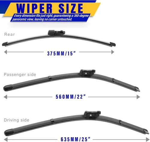 Miniatura 2 de 3 limpiaparabrisas de repuesto para Volkswagen Vw Tiguan 2018-2021 2022, escobillas limpiaparabrisas de repuesto de equipo original - 25"/22"/15