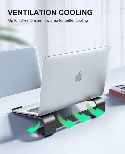 Miniatura 5 de Soqool Soporte para computadora portátil para escritorio, soporte ergonómico desmontable para laptop, soporte de aluminio para MacBook, compatible