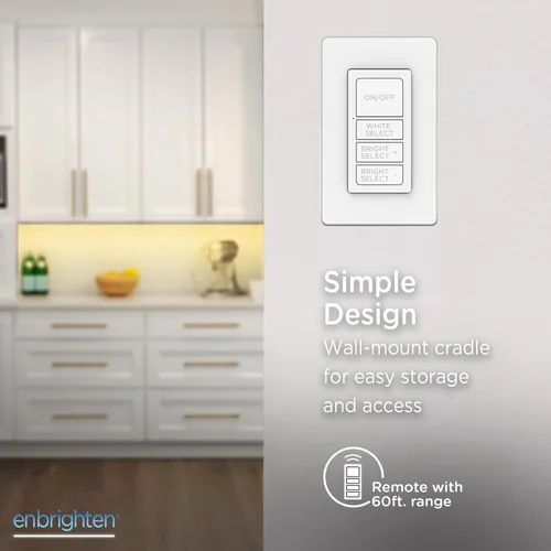 Miniatura 4 de Enbrighten Control remoto de sincronización de un solo toque, interruptor de luz adicional para luces debajo del gabinete, control remoto