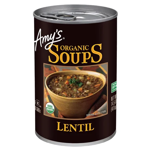 Miniatura 14 de Amy's Sopa, vegana, sin gluten, col orgánica, quinoa y lenteja roja, 14.4 onzas (paquete de 12)