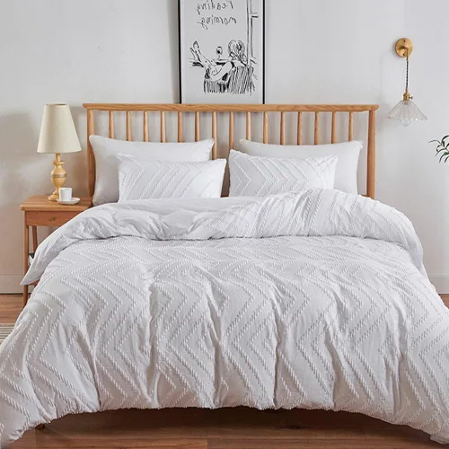 Miniatura 35 de CLOTHKNOW Juego de edredón a rayas tamaño King de 3 piezas, juego de edredón negro y blanco, edredón suave de estilo granja con 2 fundas de almohada