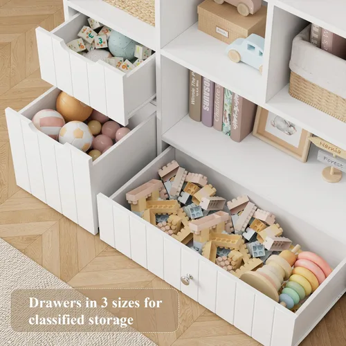 Miniatura 4 de HORSTORS Organizador de almacenamiento de juguetes para niños de 48 pulgadas de ancho, baúl grande de almacenamiento de juguetes con contenedores
