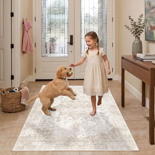Miniatura 42 de Rugxara Alfombra de entrada lavable de 3 x 5, alfombras de pasillo bohemias antideslizantes para pasillo, entrada, cocina, baño, cuarto