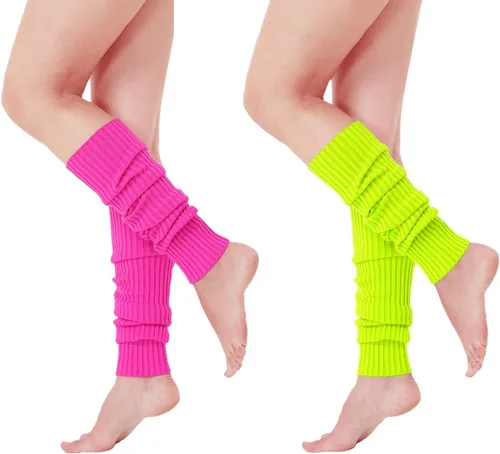 Miniatura 2 de V28 calentadores de piernas acanalados para mujer, estilo años 80, para fiestas deportivas