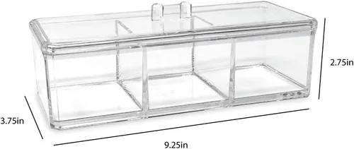 Miniatura 3 de Isaac Jacobs Organizador apilable rectangular de acrílico transparente de 3 compartimentos con tapa, bandeja de cajón multiseccional, solución