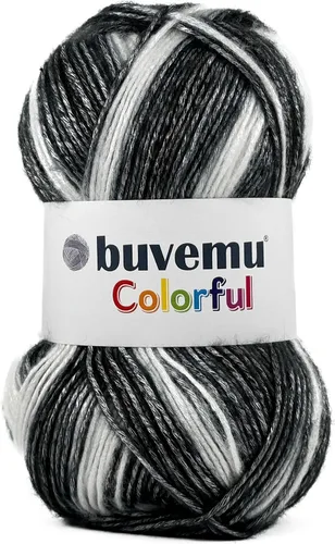 Colorful Self-Striping Multicolor Fuzzy with Subtle Sheen Yarn, 56% Polyester 44% Acrylic, Each 3.53Oz(100gr) / 252yds(230m) (No.1) (Zebra)
