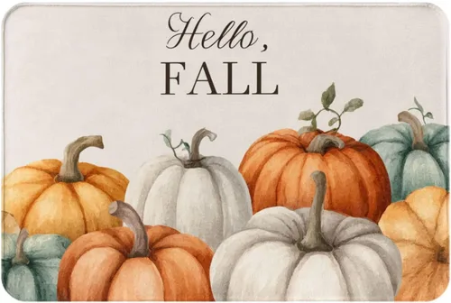 Miniatura 22 de Alfombra de baño para baño, calabaza, otoño, granja, Acción de Gracias, alfombra de ducha de espuma viscoelástica antideslizante, alfombra pequeña