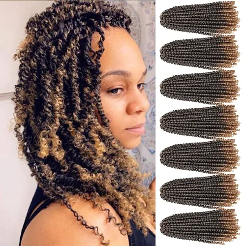 Miniatura 16 de Paquete de 2 cabello para trenzas en espiral de 8 pulgadas, cabello Spring Twist para rastas falsas, rastas de mariposa, cabello para trenzas, fibra