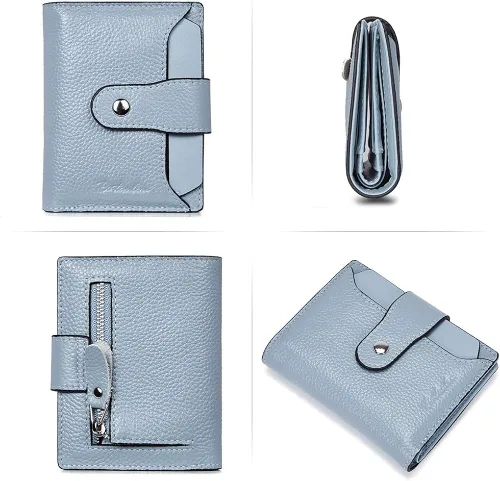 Miniatura 3 de BOSTANTEN - Billetera de cuero para mujer con bloqueo RFID pequeña con cremallera de bolsillo para tarjetas con ventana para documento