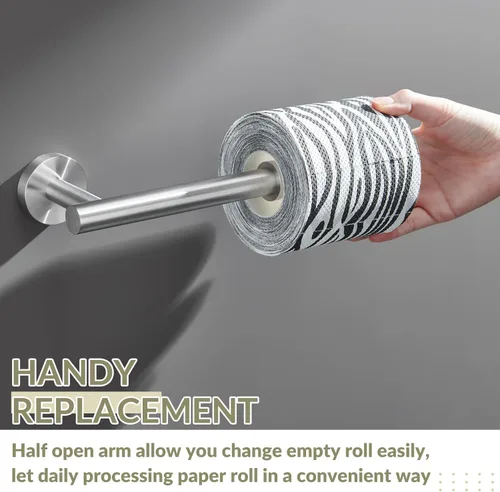 Miniatura 4 de APLusee Soporte de papel higiénico de níquel cepillado, soporte de papel higiénico de acero inoxidable 304 para pared de baño, dispensador de rollos