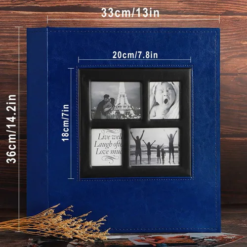 Miniatura 5 de Ywlake - Álbum de fotos de 4 x 6 pulgadas con 500 bolsillos, capacidad extragrande, para fotos familiares o de boda, capacidad para 500 fotos Azul