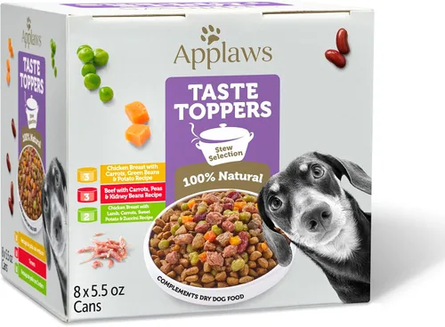 Miniatura 9 de Applaws Taste Toppers, adorno de comida para perros sin granos, ingrediente limitado, estofado de carne con zanahorias, guisantes y frijoles