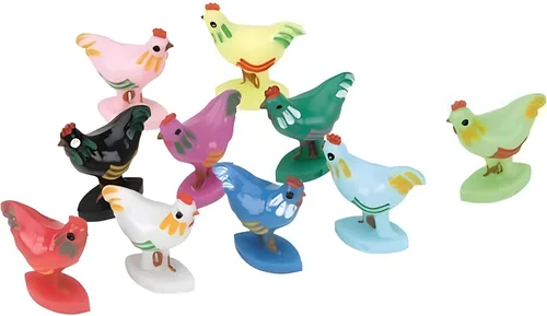 CHH Marcadores de pollo para dominó de pollo - Colores surtidos - Accesorios de juego divertidos y de calidad - 10 piezas