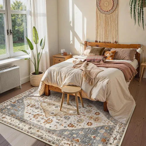 Miniatura 208 de Lahome Alfombra Bohemia Tribal Lavable de 3 x 5, Alfombras Antideslizantes para Entrada, Dormitorio, Sala de Estar, Vintage, Ultra Suave, No